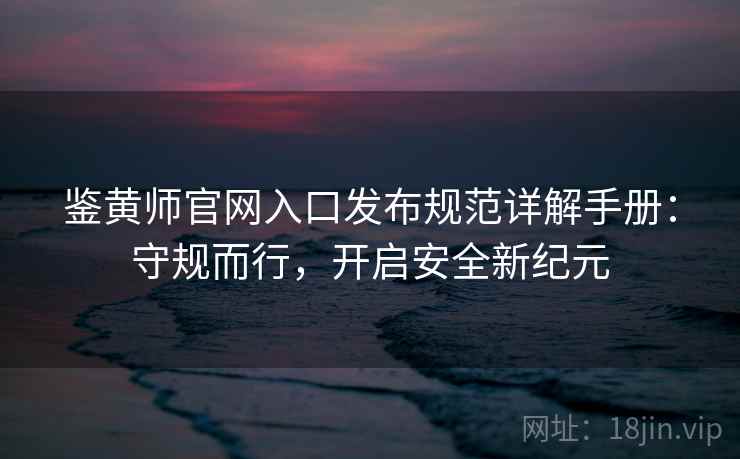 鉴黄师官网入口发布规范详解手册：守规而行，开启安全新纪元
