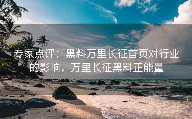 专家点评：黑料万里长征首页对行业的影响，万里长征黑料正能量